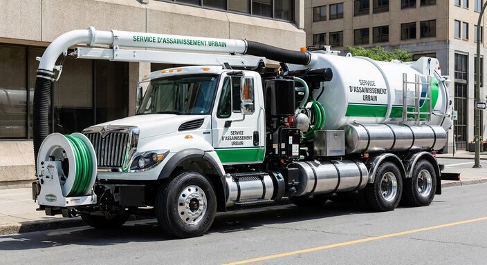 Intervention camion assainissement à Guiscriff
